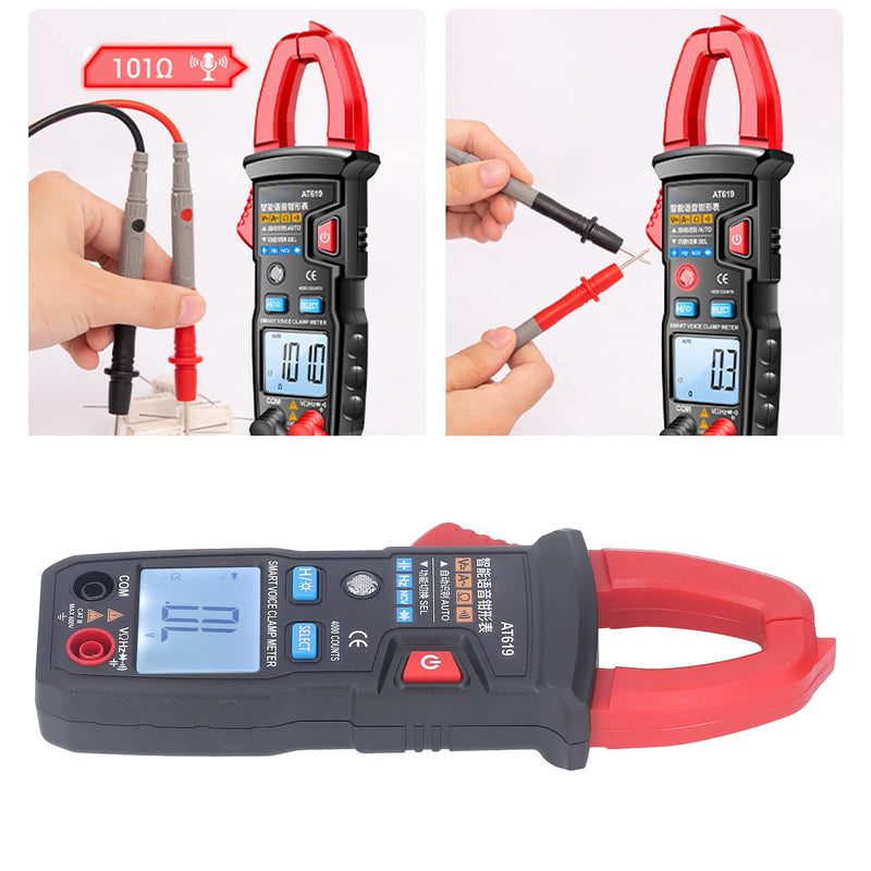 [Australia - AusPower] - Digital Clamp Meter Automatic Intelligent Voice Announcement ABS Red Multi Tester for Circuit 