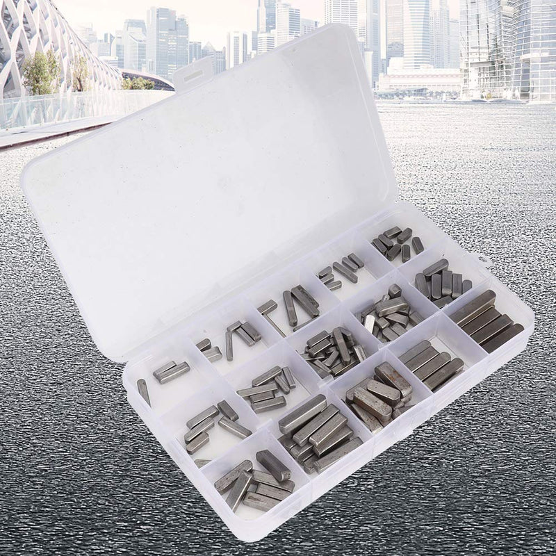 [Australia - AusPower] - Key Stock, 140pcs Round Ended Key Set Pulley Keyway Key Parallel Drive Shaft Keys Keyway Key Assortment 
