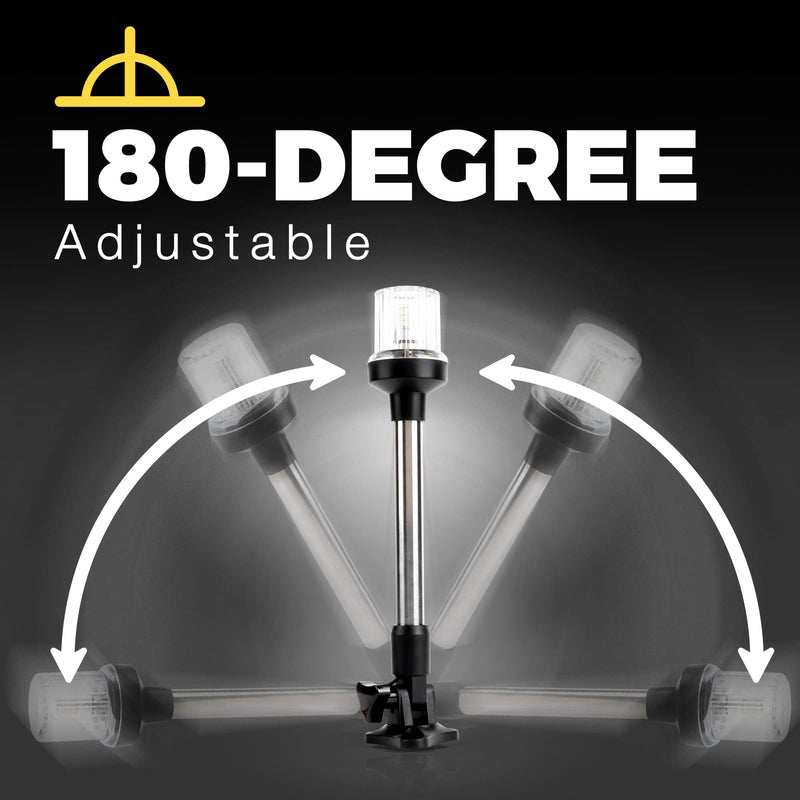 EVERBEAM P700 Adjustable Stainless Steel Anchor Light for Fishing Boats and Marine Vessels - Gives 360 Degree Visibility for 3 Nautical Miles - Weatherproof Fold Down 36pc LED inc. Fittings and Manual 12 Inch