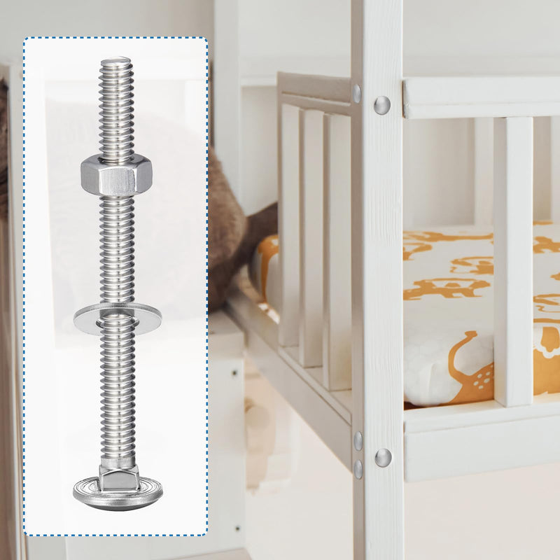 [Australia - AusPower] - Zonon 50 Sets 1/4-20 x 3 Stainless Steel Carriage Bolts and Nuts Kit Round Head Square Neck Carriage Bolts Screws and Hex Nuts and Flat Washers, Stainless 18-8 Full Thread Coverage (Silver) 1/4-20 x 3" Silver 