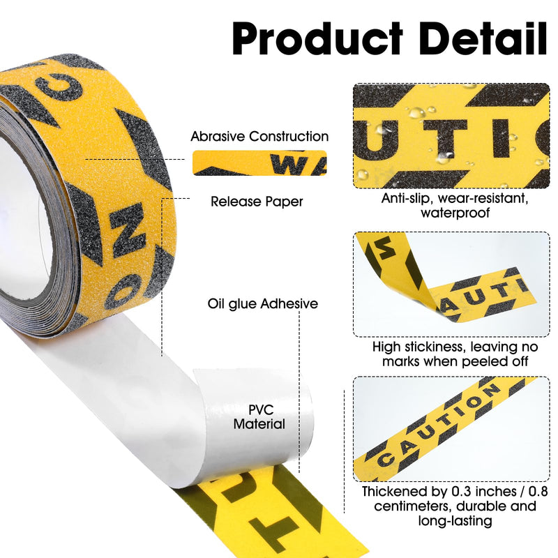 Peel and Stick Stair Treads Grip Tape for Stairs Anti Slip Tapes 1.97in X 16.4ft Waterproof Highly Visible Barricade Tapes for Stair Steps Ladder Indoor Outdoor Treads Floor Caution