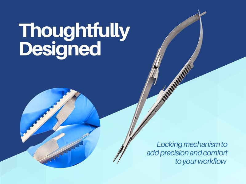 [Australia - AusPower] - Bundle of 3 Castroviejo Scissors 5.5" Straight Locking Needle Holder Extra Sharp Spring Action & Castroviejo 5.5" Holder Driver Blue Plasma w/Tungsten Carbide Inserts by Artman Instruments 