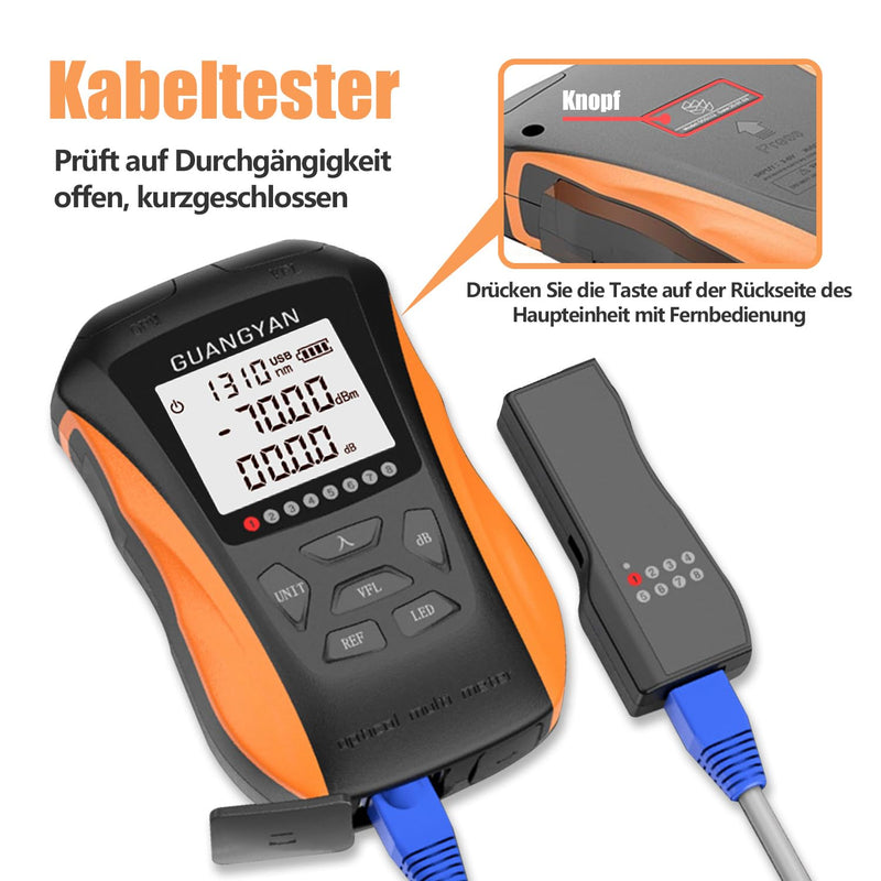 [Australia - AusPower] - YGGYM Optical Power Meter with Visual Fault Locator Optical Fiber Power Meter with Cable Tester Function and Li-ion Battery USB Charging for Universal FC/SC/ST Interface 