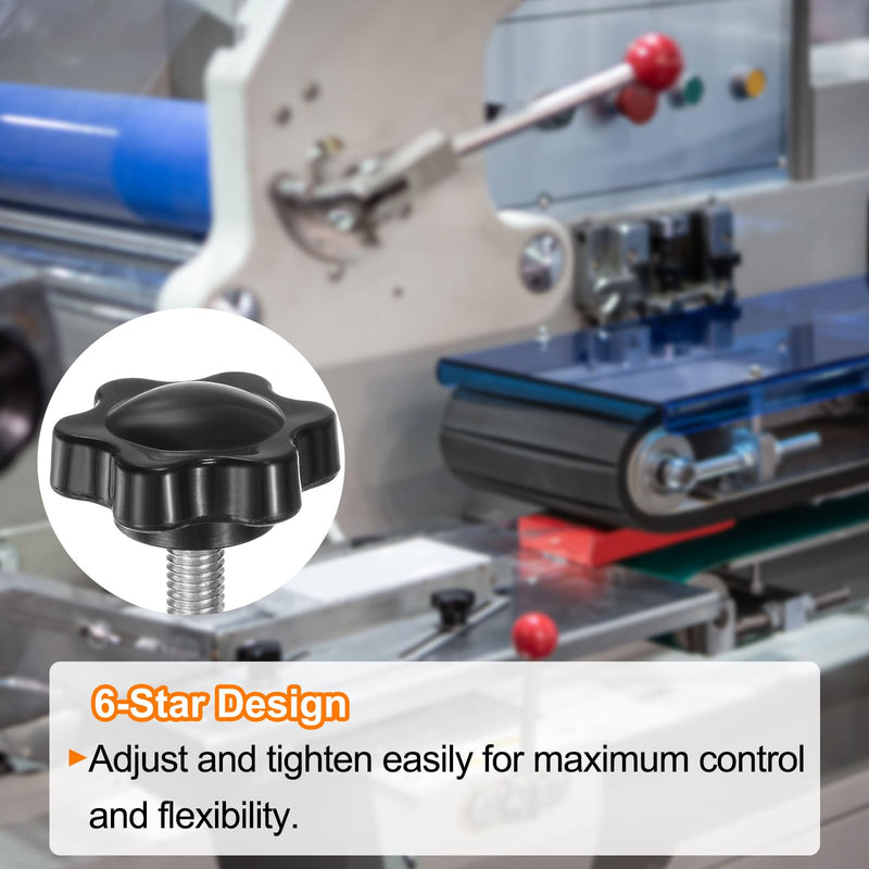 [Australia - AusPower] - HARFINGTON 25pcs Star Knobs M5 x 20mm 304 Stainless Steel Threaded Stud 25mm Plastic 6-Star Head Hand Tightening Thumb Screw Clamping Jig Knob Handle, Black M5 x 20mm x 25mm 