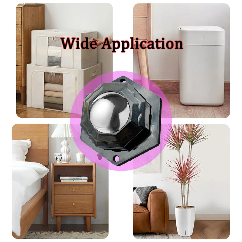 [Australia - AusPower] - Self Adhesive Caster Wheels for Small Furniture, 360°Rotation Mini Caster Wheels for Appliances Storage Bins (4 PCS, Black) Drcoevo 4 Black 1 Big Ball Bearings 