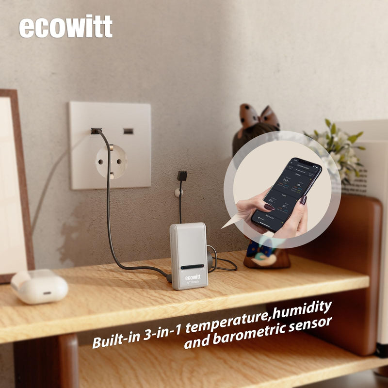ECOWITT Wi-Fi Gateway Weather Station, with Built-in Temperature, Humidity, and Barometric Sensors, IOT Ready, Supports Ecowitt Sensors Developed, USB Power, 915 MHz GW1200BU