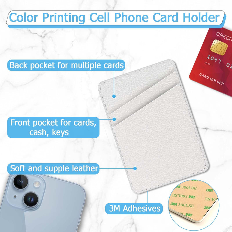 [Australia - AusPower] - Leather Phone Card Holder Phone Wallet, Stick Back Phone Wallet Sticker Stylish Phone Case Credit Card Holder, Suitable for iPhone, Samsung, Android and Most Smart Phones. White Silver 