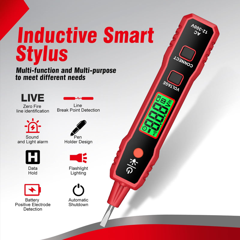 [Australia - AusPower] - Voltage Tester, HABOTEST Voltage Tester with LCD Display, Live/Null Wire Tester, Electrical Tester Buzzer Alarm and Flashlight, Wire Breakpoint Finder for Home,Car,Light 