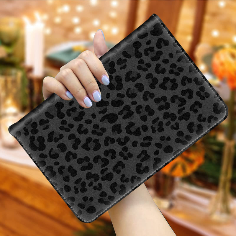 [Australia - AusPower] - Server Books for Waitress,Waiter Book Server Organizer with Zipper Pocket,PU Leather Waitress & Waitstaff Book Wallet with Card Slot Guest Check Holder-Black leopard print 5x7.7" Server Book Black leopard print 