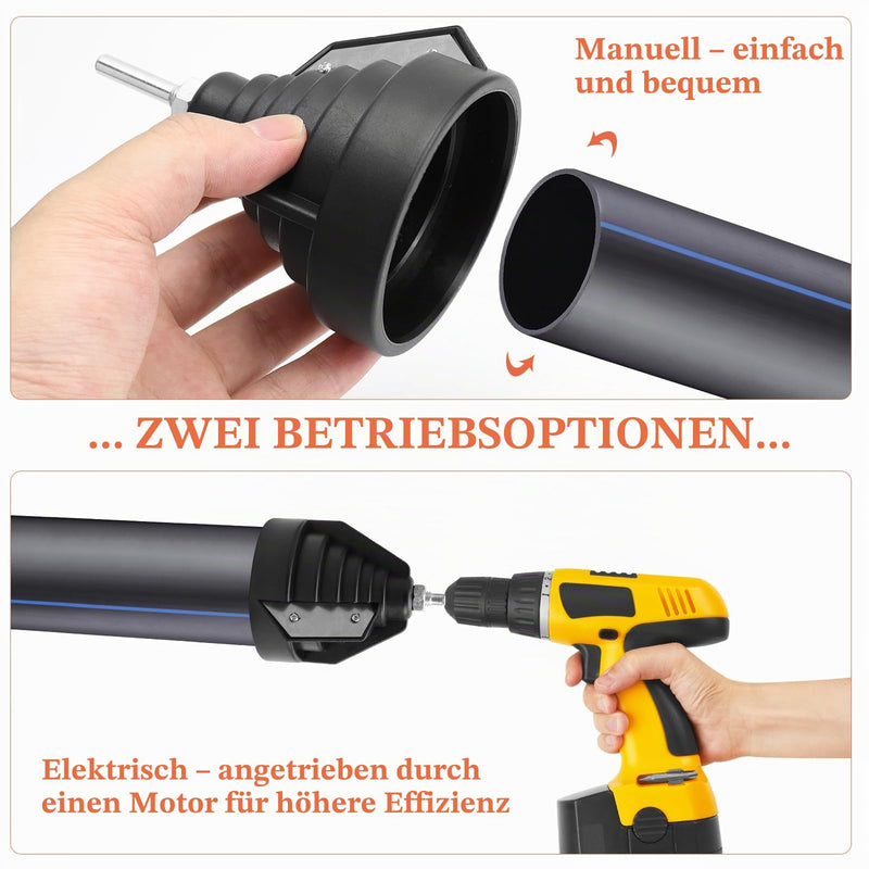 Fibre Pe Pipe Deburring for PVC Pipes for 20 25 32 40 50 63 mm | With drill connection, supports materials such as PE pipe, PP pipe, and PVC pipe, for construction, pipe installation a