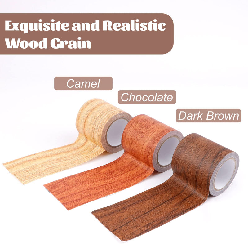 2 Roll Grain Tapes, Floor Repair Patch Textured Adhesive, Wood Printed Tape Strong Adhesive, Wood Repair Patch for Wall Corner Table Door Sofa Home Decor (Dark Brown) Dark Brown