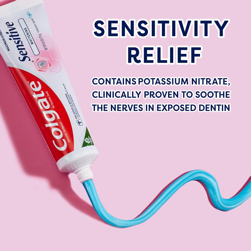 [Australia - AusPower] - Colgate Whitening Toothpaste for Sensitive Teeth, Enamel Repair and Cavity Protection, Fresh Mint Gel, 6 Oz (Pack of 3) 6 Ounce (Pack of 3) 