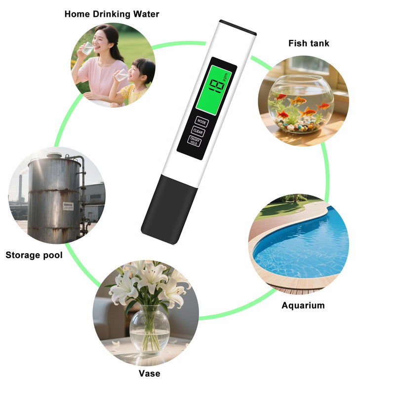 [Australia - AusPower] - 4 in 1 Tds Meter Digital Water Tester, Accurate and Reliable TDS EC & Temp(°C,°F) Meter, 0-9990ppm Water Quality Tester for Drinking Water RO/DI System, Aquariums etc 
