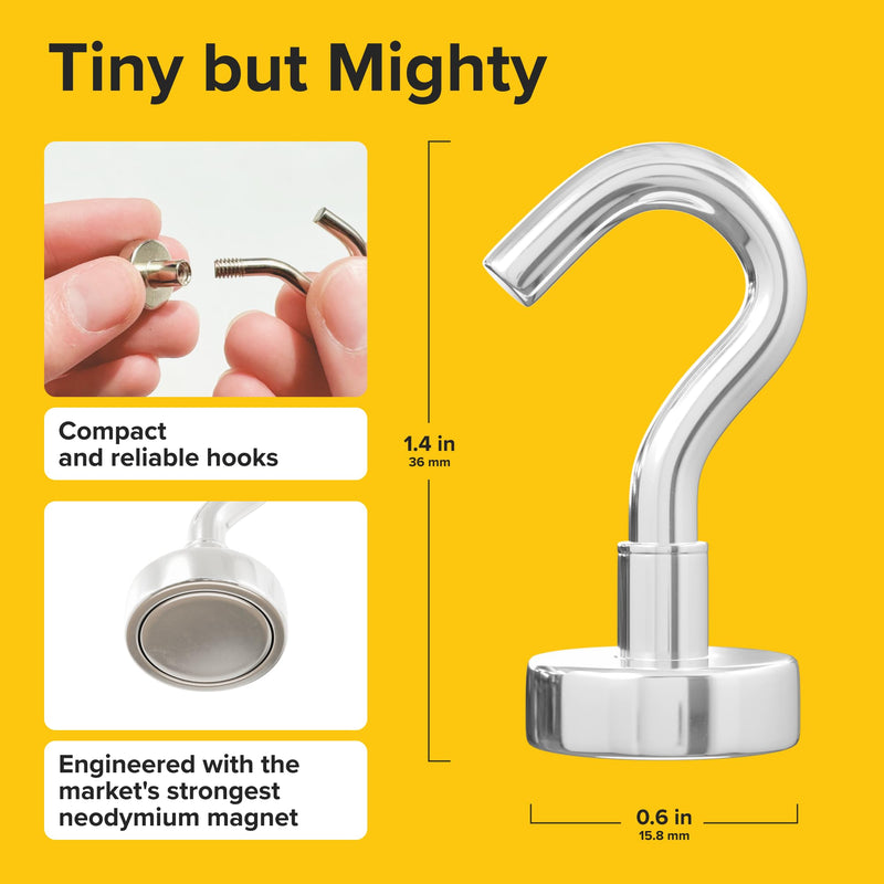 [Australia - AusPower] - Magnetic Hooks 27 LBS (Pack of 6) - Heavy Duty Neodymium Magnetic Hooks for Cruise Cabins - Strong Rare Earth Magnets for Hanging on Refrigerator, Grill, Cruise Cabin Walls, Ship Essentials 6 Pack 27 lbs 