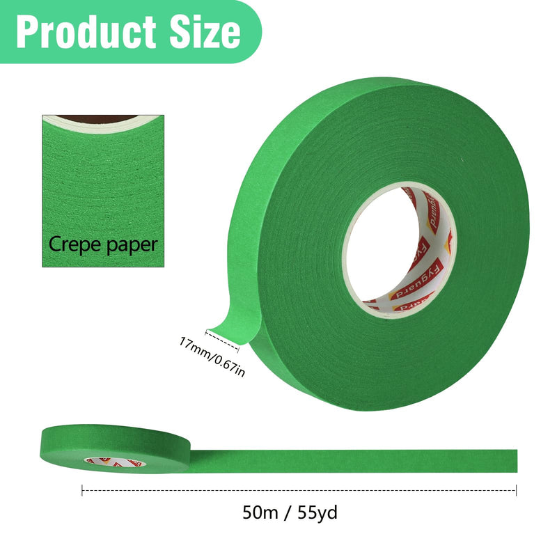 4 Pack Masking Tape 17mm×50m Automotive Refinish Masking Tape Heat Resistant Green Painters Tape for Car Edges Repair Packaging Masking 4
