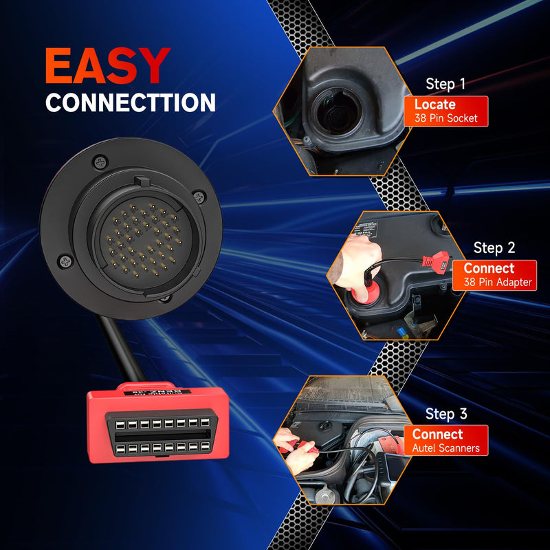 [Australia - AusPower] - Autel Original BENZ-38 PIN Adapter, 38 Pin Male to 16 Pin Female OBDII Connector Compatible with Mercedes-Benz Pre-2001, Work with OBD2 Diagnostic Scan Tool OBD II Scanner 