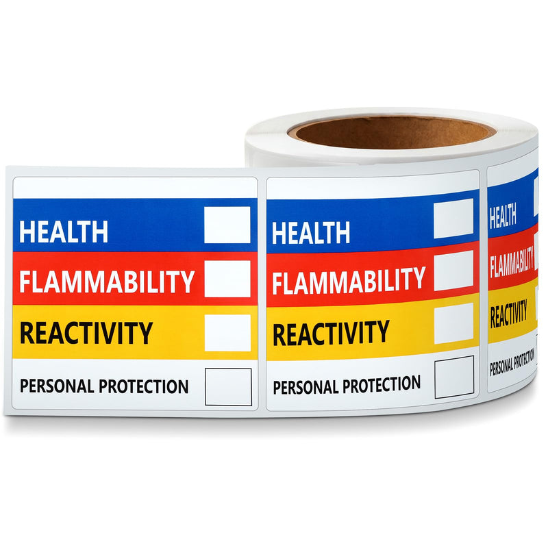 500 Pcs SDS Stickers for Chemical Safety Data, Hazardous Material Identification Label, 4" x 4" for Chemical Identifying Hazards Decals Himg Write in Labels 4" x 4"