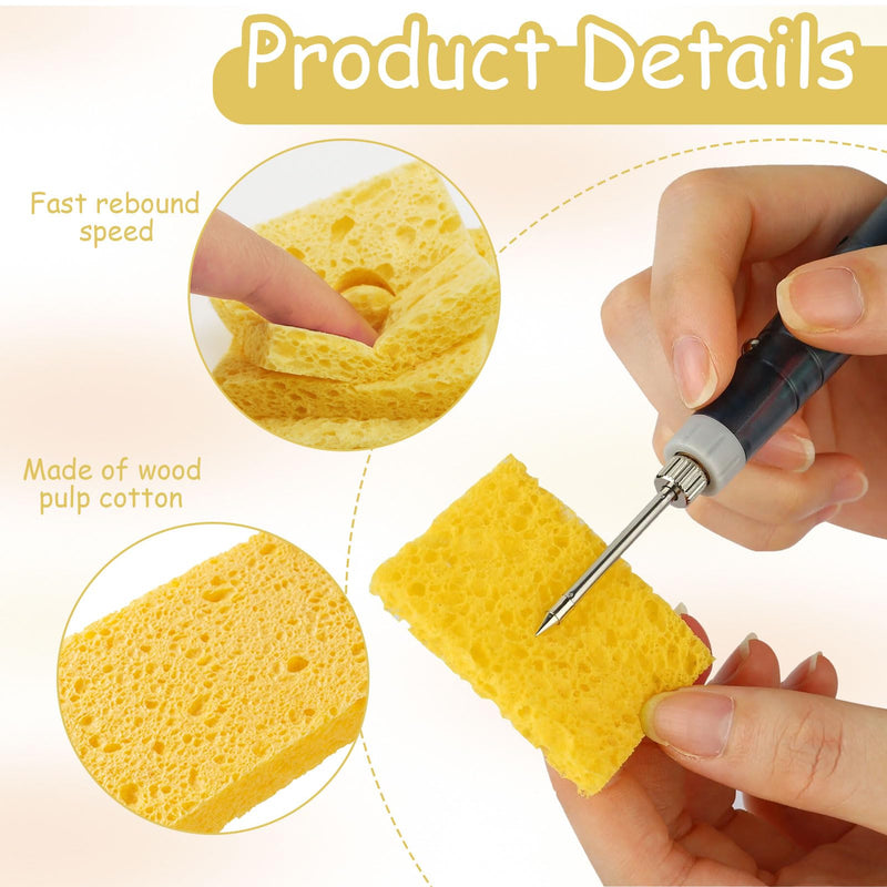 [Australia - AusPower] - 30 pieces cleaning sponge, soldering iron cleaning sponge, replacement sponge, welding cleaning sponge, industrial sponge, soldering iron cleaner pads, with tweezers for clean soldering tips 