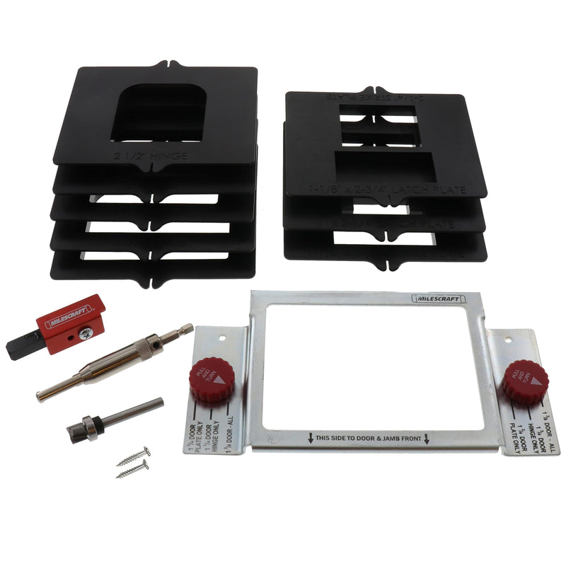 Milescraft 1220 Hinge Mate350 –Complete Hinge Installation Kit-Cut Hinge Mortises on Doors, Jambs, Latches & Strike Plates -Includes All Hardware for 1-3/8in & 1-3/4in Doors & 2-1/2 in to 4.5in Hinges , Black