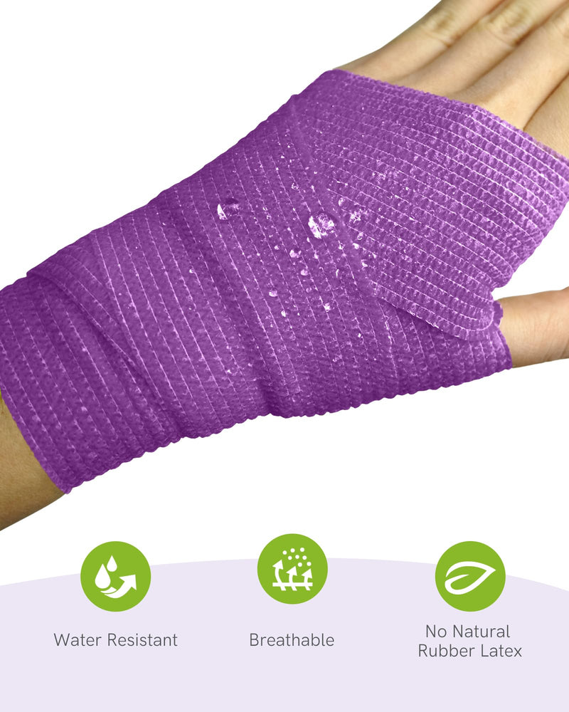 FriCARE Self Adhesive Bandage Wrap, Medical Tape in First Aid Kit, Cohesive Bandages for Wounds Sport Vet, 2 inches X 5 Yards 6 Rolls, Lagoon Breeze 6 Count (Pack of 1)