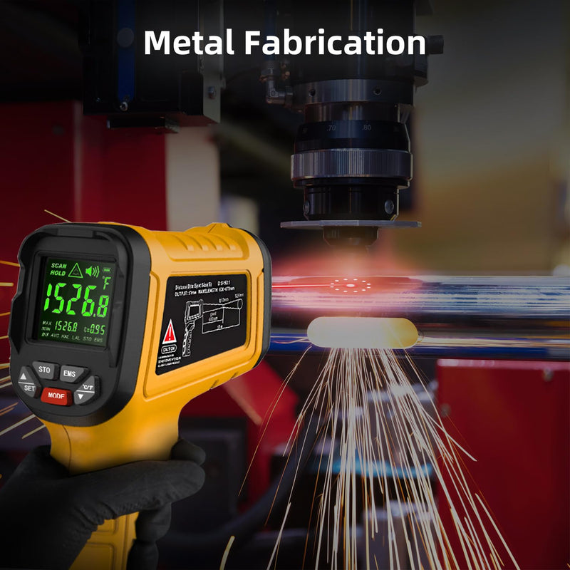 [Australia - AusPower] - BSIDE High Temp Infrared Thermometer Gun -58℉~2552℉(-50℃~1400℃), D:S=50:1, High Temperature IR Laser Pyrometer Non-Contact Color LCD Thermometer for HVAC Furnace Industry Forge Casting Metallurgy H3 (-58℉~2552℉) 