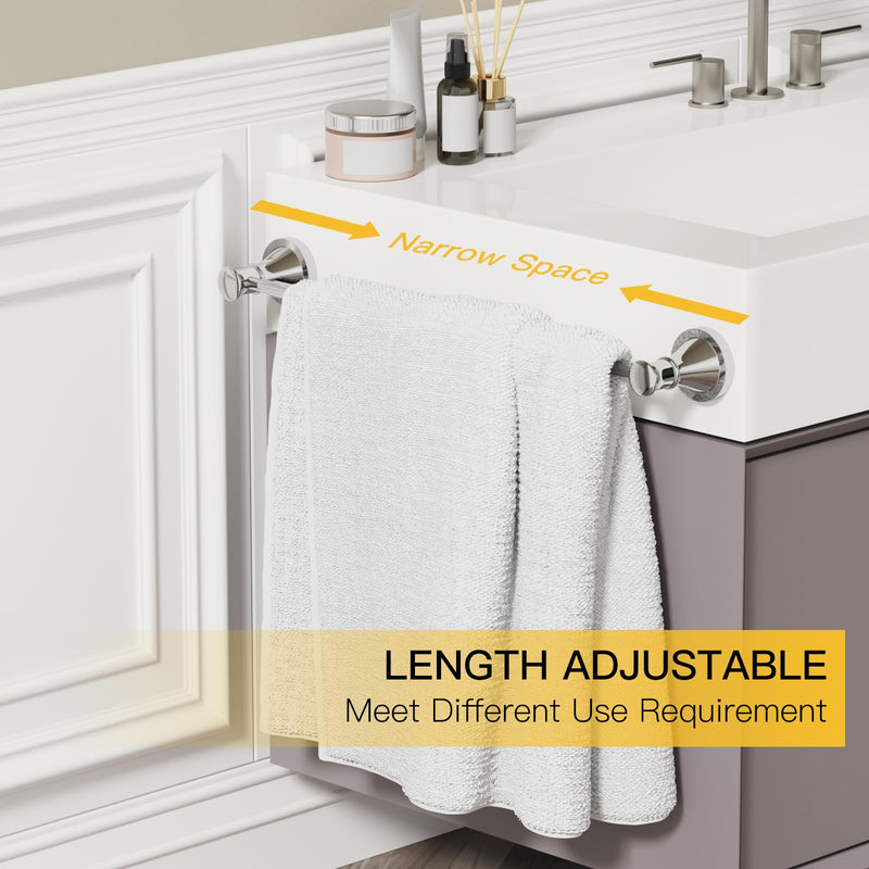 BESy Adjustable 16 to 26 Inch Bath Towel Bar Rack for Bathroom Towel Holder, Wall Mounted Towel Bar Rod Hanger Bathroom Hardware Accessories Hotel Style, Stainless Steel, Polished Chrome