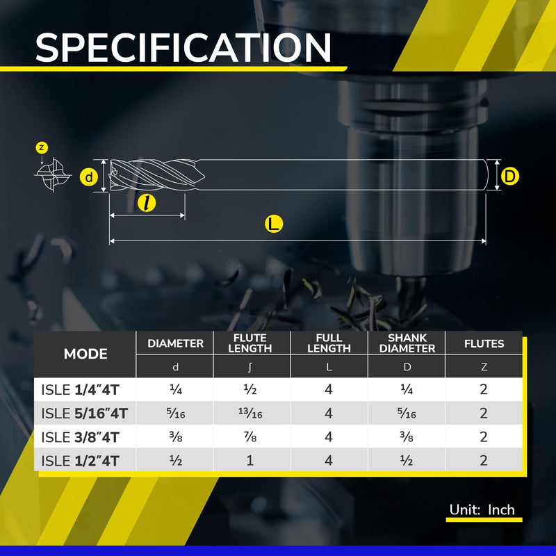 [Australia - AusPower] - SPEED TIGER Micrograin Carbide Square End Mill Extra Long Reach - 4 Flute - ISLE5/16"4T (1 Pieces, 5/16") - for Milling Alloy Steels, Hardened Steel, Metal & More – for DIYers & Professionals 1 5/16 in 