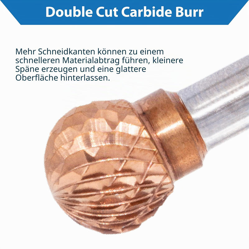 Ultra Co Coated Carbide Burr 12mm (Metric) Diameter with 6mm Metric Shank, (Specially with Chipbreaker) TJR... (Ball Shape)