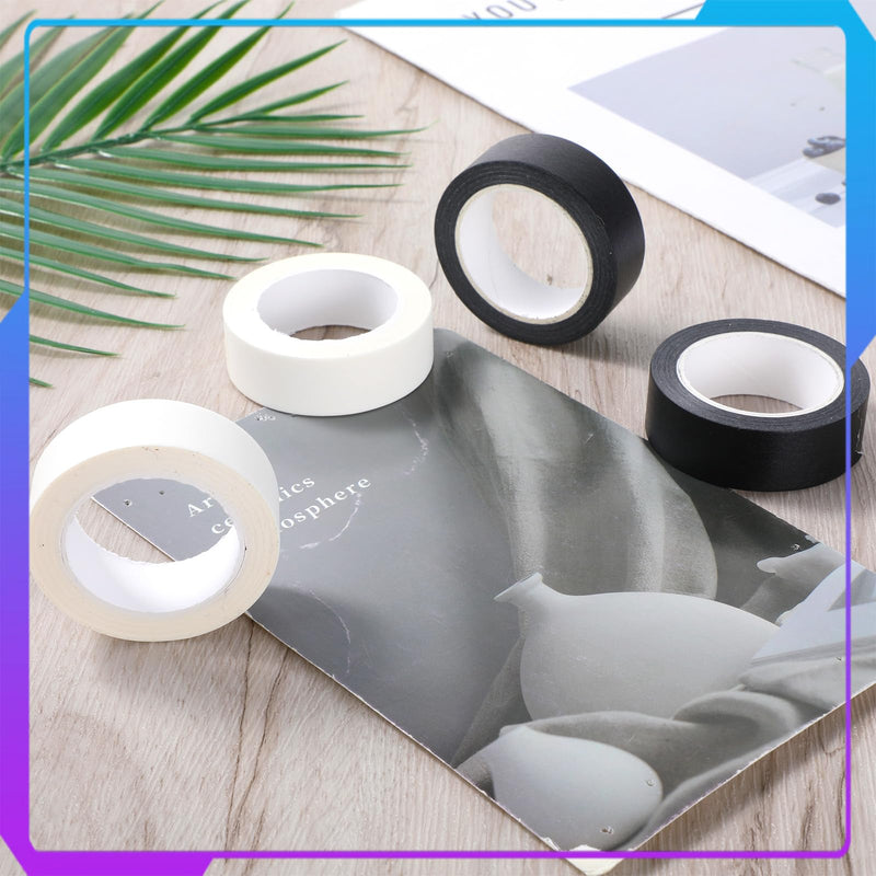 4 Rolls Washi Tape, 32 Feet X 0.6 Inches Self Adhesive Decorative Tape Journal Tapes White and Black Masking Tapes for Decor Scrapbooks Planners Wrapping DIY Crafts Gift