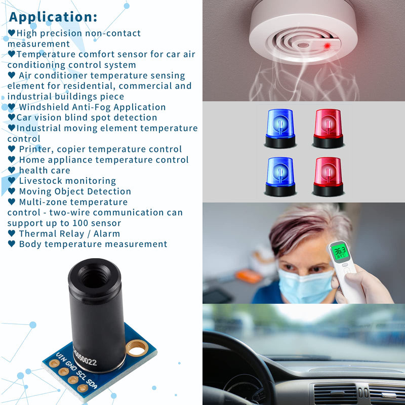 [Australia - AusPower] - MLX90614ESF-DCI Non-Contact Infrared Temperature Sensor Module High Precision Infrared Temperature Sensor Module Long Distance 50cm Serial Port IIC Suitable for Arduino/DIY (GY-906-DCI) 