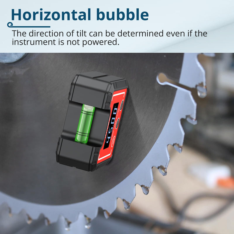 [Australia - AusPower] - Digital Angle Finder Magnetic ±0.1° Accuracy - Professional Woodworking Table Saw Inclinometer with IP52 Protection & Bubble Level Red 