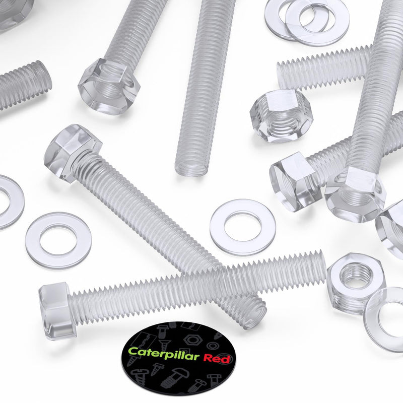 [Australia - AusPower] - Pack of 30 Transparent Clear Plastic Acrylic M8 x 60mm Nuts & Bolts - Acrylic Plastic Screws, Hexagon Head, (5/16 x 2 23/64 in) 