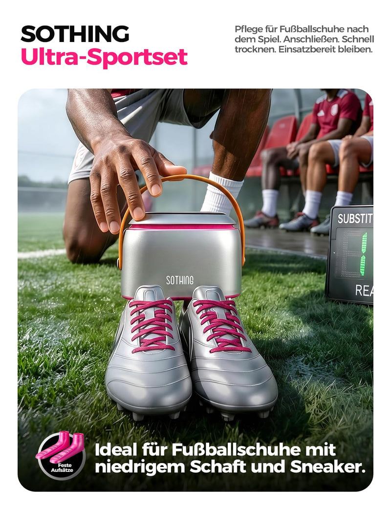 SOTHING Electric Ozone Shoe Dryer for Football Boots | 360° airflow football boots, flex tubes, ski boots, ozone odor mode, 3 levels, 1-9 H timer, includes storage bag