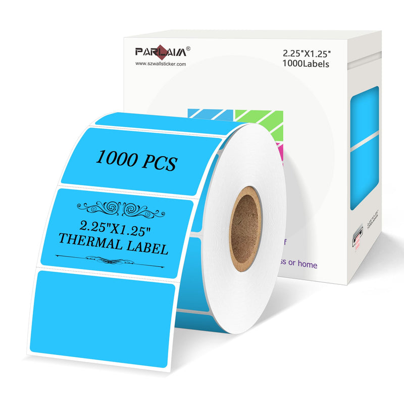 PARLAIM 2.25 X 1.25 inch Square Direct Thermal Printing Label, 1000pcs Tearproof Sky-Blue Barcode Thermal Sticker Color Coding Label 2.25X1.25 Inch