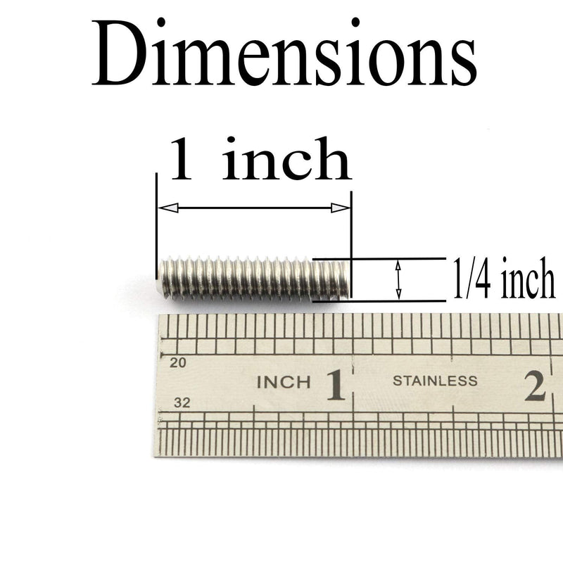 [Australia - AusPower] - 20PCS 1/4-20x1" Hexagon Hex Socket Set Screws 304 Stainless Steel Full Thread Cup Point Grub Screws 20 1/4"-20x1" 