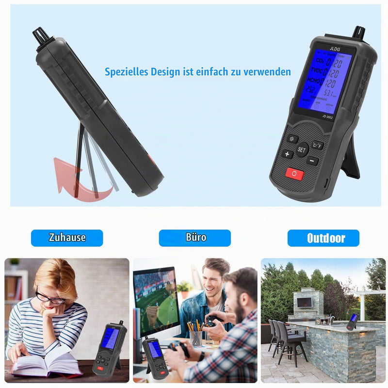 Hancaner CO2 Meter Air Quality Tester CO2 TVOC HCHO Meter Temperature Humidity Meter
