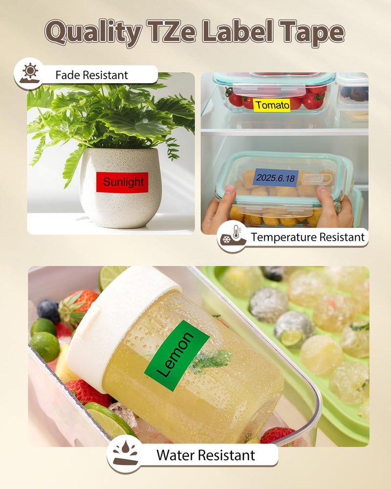 [Australia - AusPower] - 24mm 0.94 Laminated TZ Tape Clear/White/Red/Blue/Yellow/Green Compatible with Brother P Touch Label Tape 1" TZe-251 151 451 551 651 751 for PTouch D600 E500 P700 P710BT D410 D460BT D610BT, 6-Pack Black on Clear/White/Red/Blue/Yellow/Green 