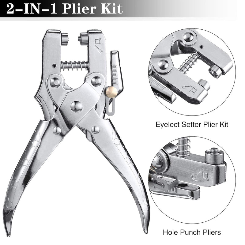 [Australia - AusPower] - Eyelet Hole Punch Pliers, 3/16 in(5mm) Eyelet Grommet Pliers Kit Metal Eyelets Kits with 100PCS Grommets Shoe Eyelets Grommet Sets for Leather Fabric Belt Clothes Decorative Repair 