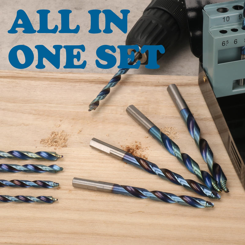 19 Piece Cobalt Stepped Point Drill Bit Set, CLEVEROOL HSS Turbo lmpact Step Drill Bit with Blue Oxide Finish for Stainless Steel Acrylic Iron Wood 19 Pieces
