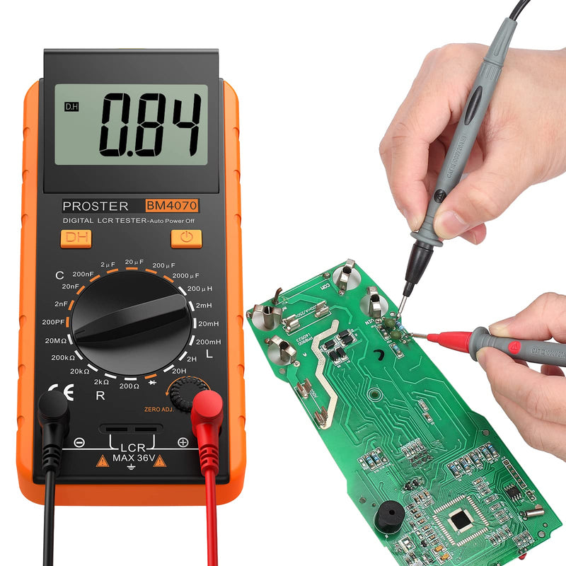[Australia - AusPower] - Proster LCR Meter Digital LCR Multimeter Capacitance Resistance Inductance Measuring Meter with LCD Over-Range Display Yellow 