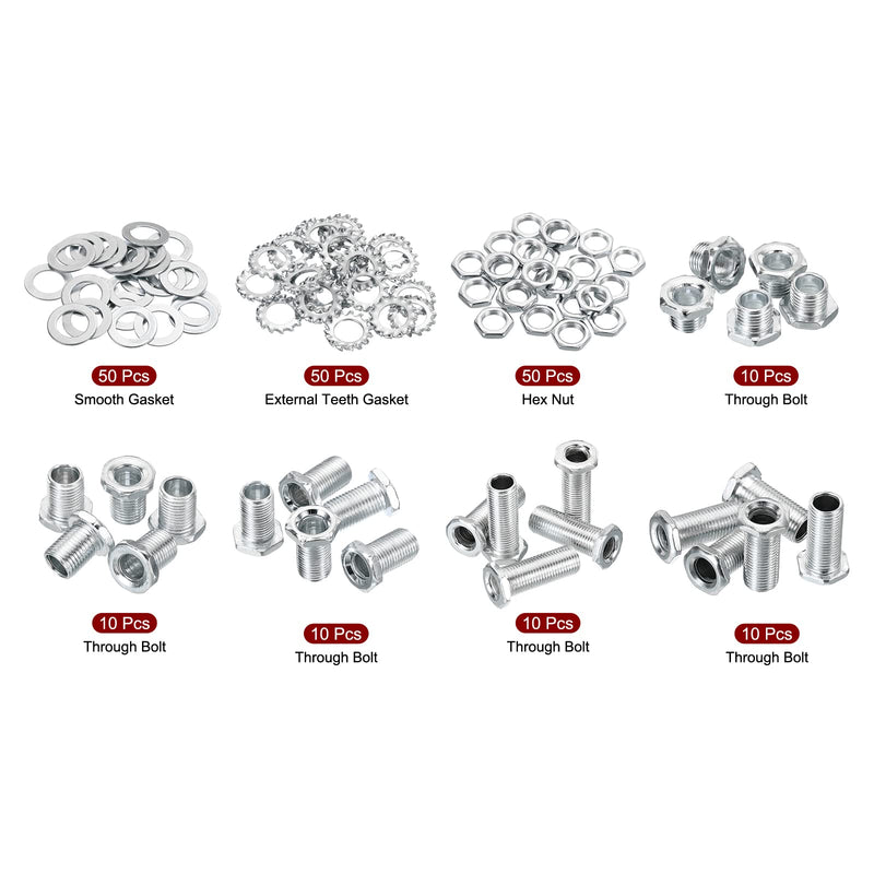 [Australia - AusPower] - PATIKIL M10 Hex Hollow Screw Bolts, 4 in 1 / 200Pieces Through Hole Bolt Chandelier Fasteners with Hex Nut and Gasket 200 