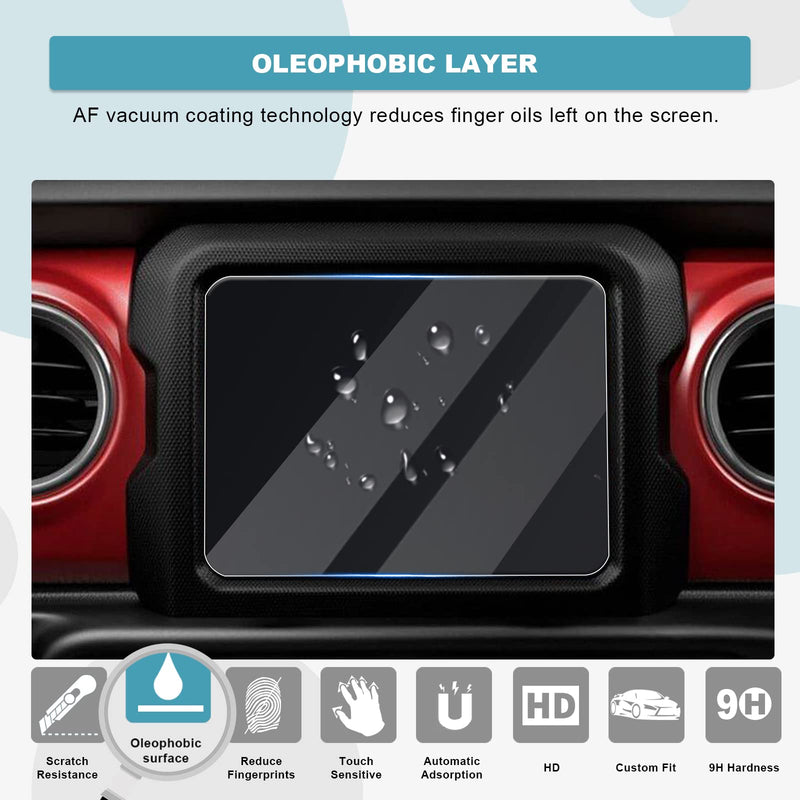 [Australia - AusPower] - CDEFG for 2018 2019 2020 2021 2022 2023 Wrangler JL/Gladiator JT Center Control Touchscreen Navigation Touch Screen Protector, HD Clear Tempered Glass 9H Scratch Resistance (for 8.4" Screen) for 8.4" Screen 