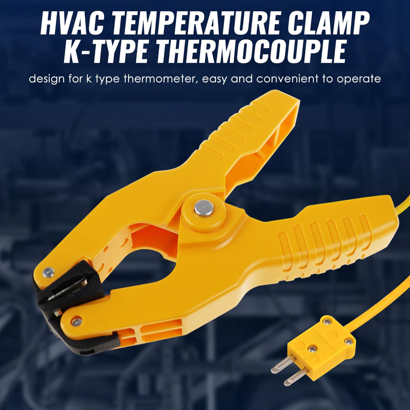 [Australia - AusPower] - 2 PCS Temperature Clamp HVAC K-Type Thermocouple Thermometer Lead Probe Pipe Clamp Multimeter Sensor Fieldpiece Jaw Clip Plumbing Clamp (1) 1 