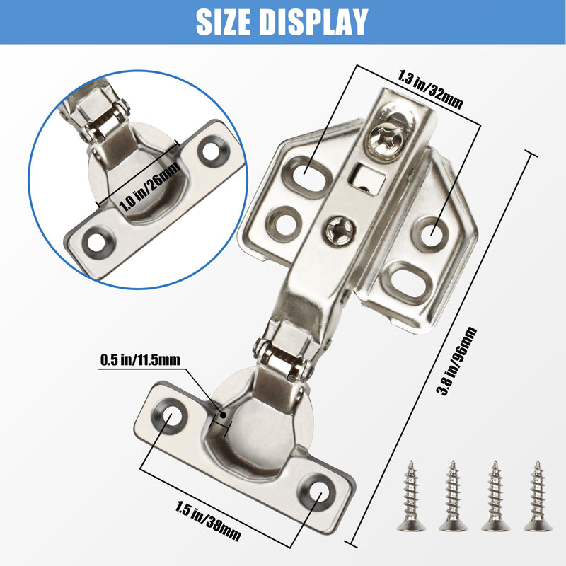 10 Pcs 26mm Frameless Soft Close Cabinet Hinge 90 Degree Full Overlay Kitchen Door Hinge Concealed Kitchen Cupboard Hinges Cupboard Door Hinges with Screws 10