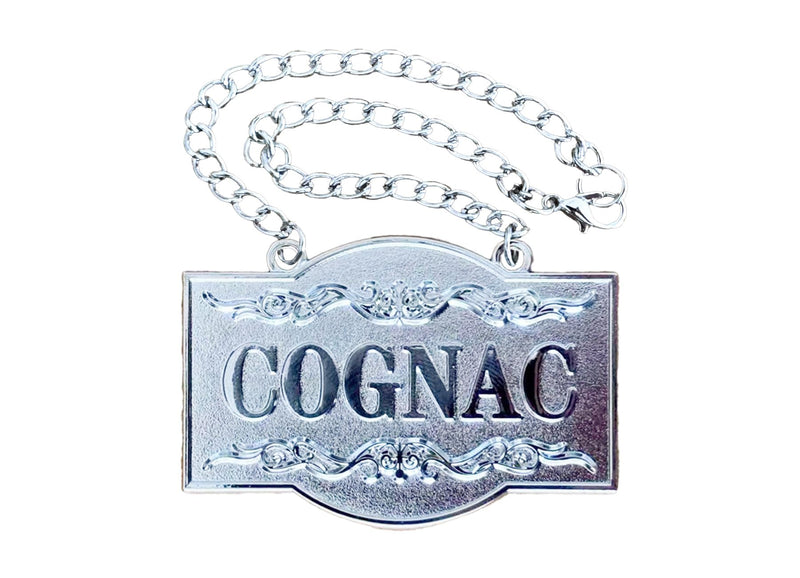 1PSC Decanter Tag - Gorgeous Silver - Cognac Decanter Tag with Adjustable Chain - Liquor Label - 2.36 x 1.57 inches 1PSC COGNAC