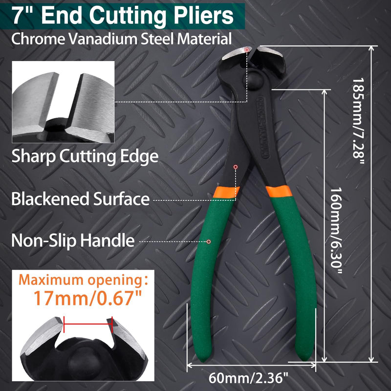 SPEEDWOX Nail Puller 7 Inch End Cutting Pliers Nail Remover Nail Nipper End Cutting Pliers End Scissors for Pulling Nails or Cutting Wires, Wire Cutter End Cutter Pliers 7"