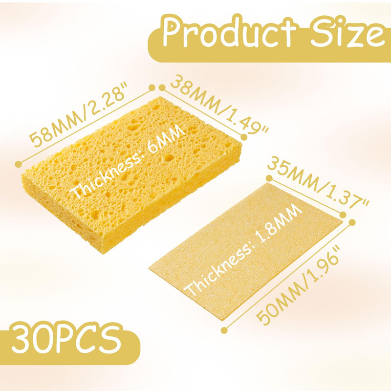 [Australia - AusPower] - 30 pieces cleaning sponge, soldering iron cleaning sponge, replacement sponge, welding cleaning sponge, industrial sponge, soldering iron cleaner pads, with tweezers for clean soldering tips 