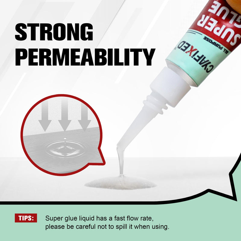 [Australia - AusPower] - Super Glue Liquid, All-Purpose Superglue, Cyanoacrylate Instant Adhesive for Plastic, Wood, Metal, Repair - Four 3 Gram Tubes, Clear 4 Pcs 
