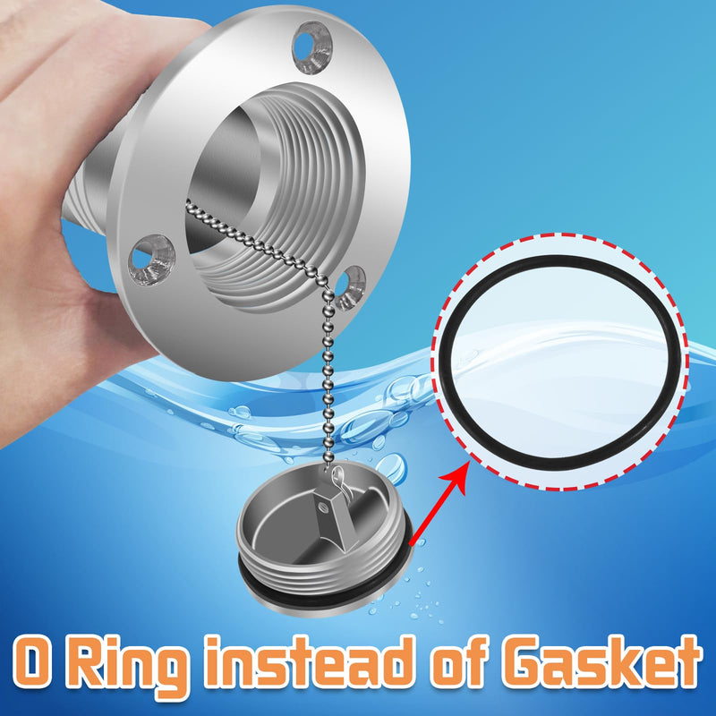 Boltigen 1-1/2"(38mm) Boat Gas/Fuel Deck Fill/Filler with Keyless Cap，1.5inch Stainless Steel Deck Filler Marine Hardware for Boat, Yacht, Caravan, Mirror- Polished Head Fuel 1-1/2''