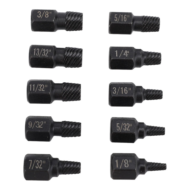 Aramox 10-Piece Screw Extractor Set, CR V Steel | Left extractor set for broken screws, made of chrome vanadium steel, incl. screwdriver